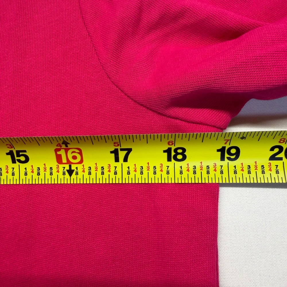 Talbots Pink Puff Sleeve Sweatshirt Top Gold Button Shoulder Cotton Small NWT - Picture 9 of 10